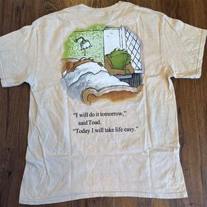 Frog and Toad Graphic T-Shirt Unisex L Beige Adventure Literature Theme